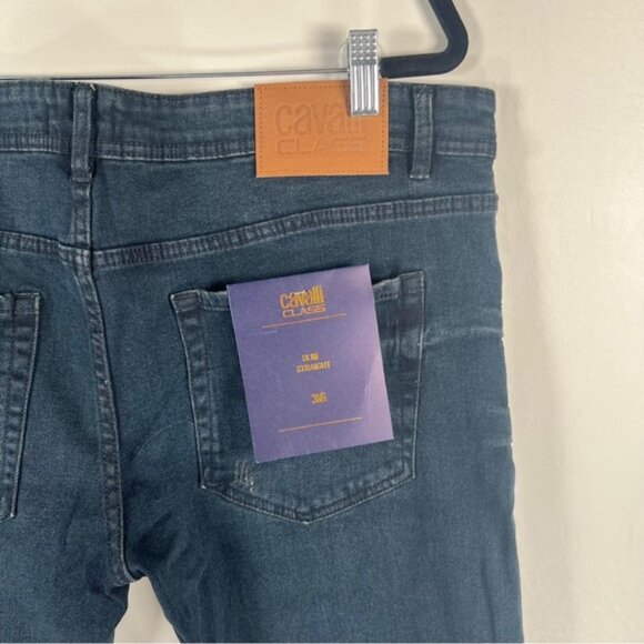 NWT CAVALLI CLASS SLIM STRAIGHT Distressed Jeans OXJ211 DS028 Size 36X30‎ - Picture 11 of 13
